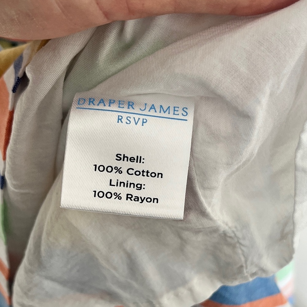 Draper James RSVP Striped Midi Dress Ruffle Neck Tie Waist off the shoulder Sz M - Picture 6 of 6